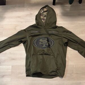 NFL San Francisco 49ers Olive Green Hoodie with Camo Hood